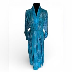 Blue Silk Kimono Duster OS